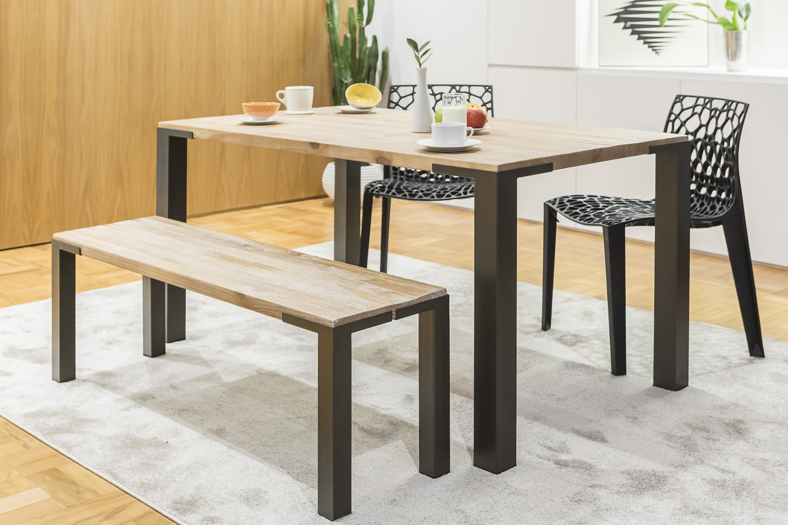 Banco Acai - Amadeirado/Preto L:1,20 P:0,33 A:0,46