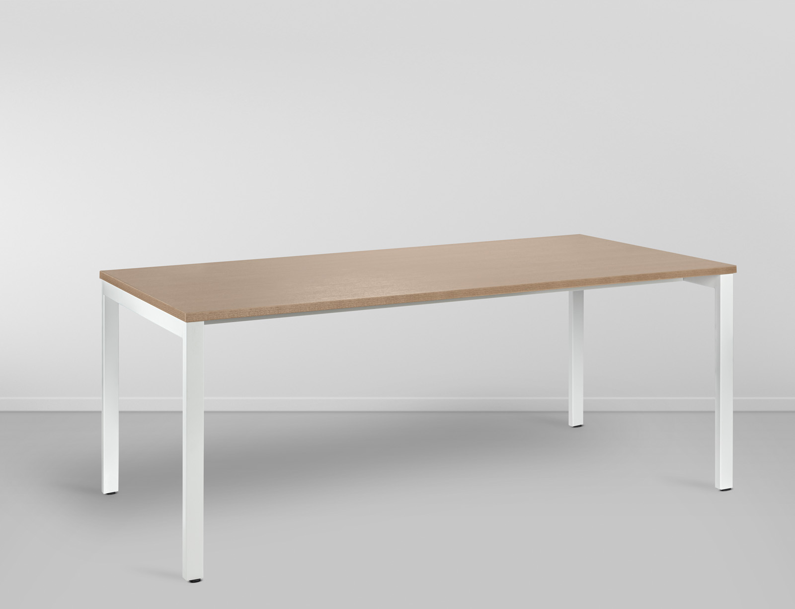 Mesa Carvalho Retangular Pe Externo - Carvalho Avela/ Branco L:1,4 P:0,8