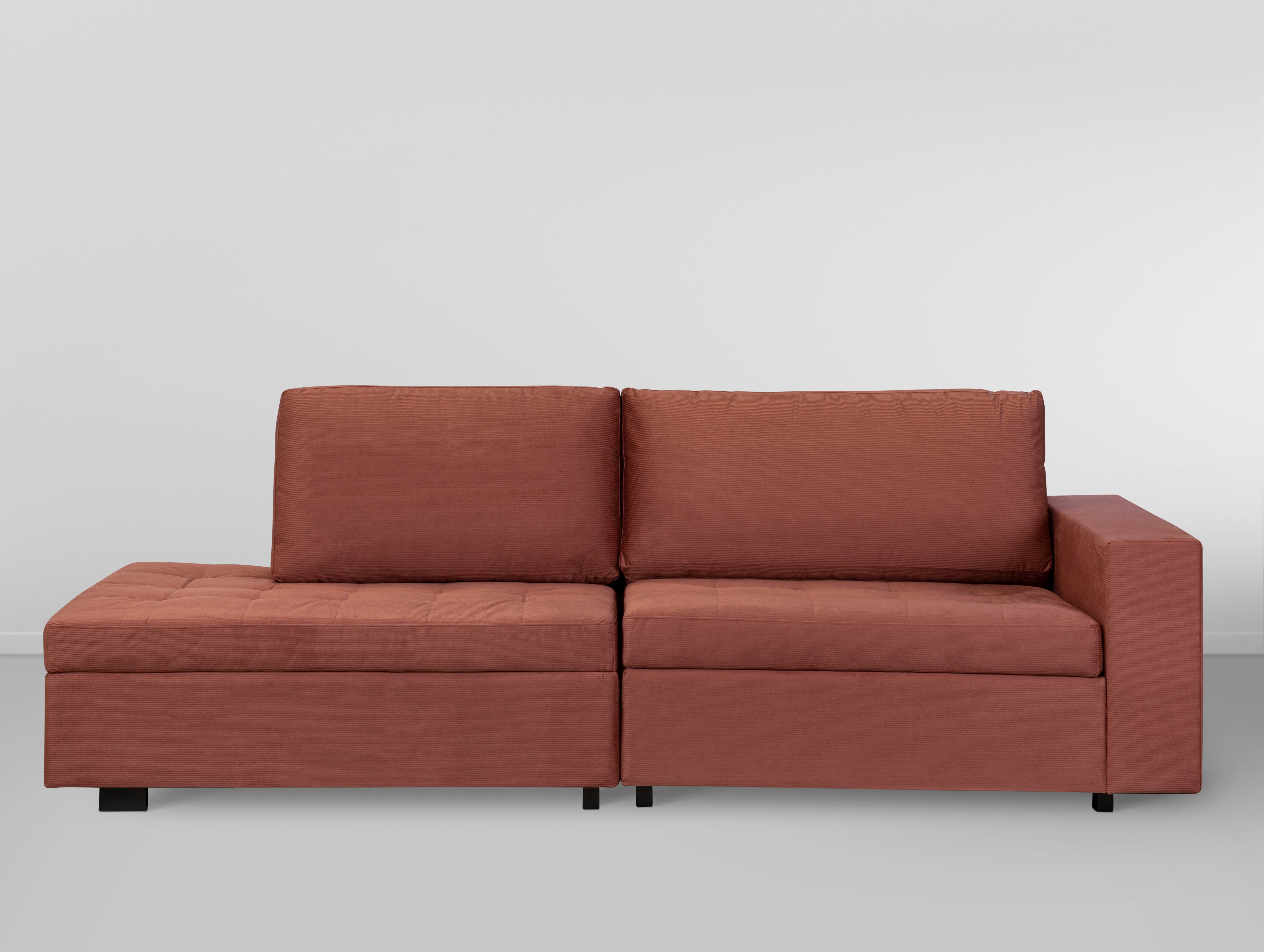 Cj. Sofa Caraiva Mod. S/Braco Direito C/Braco Esqu. - Rosa Veludo Canelado L:2,4m