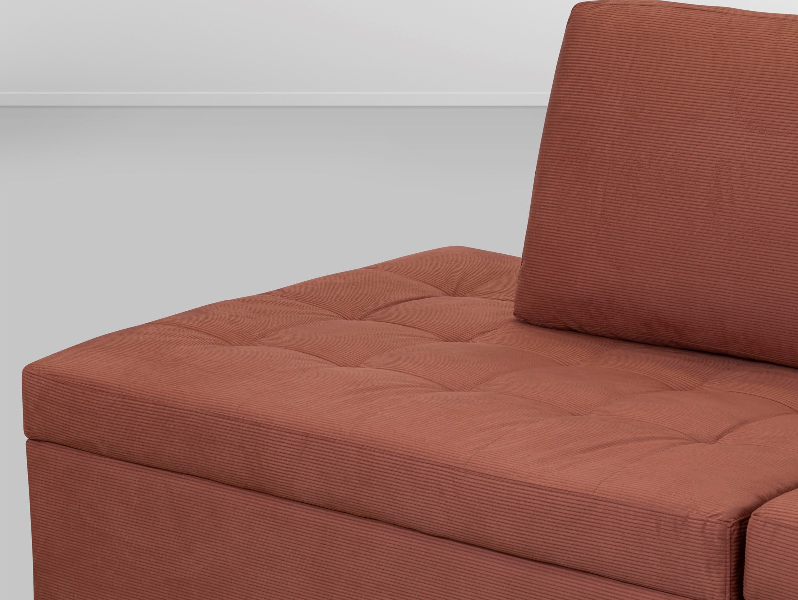 Cj. Sofa Caraiva Mod. S/Braco Direito C/Braco Esqu. - Rosa Veludo Canelado L:2,4m
