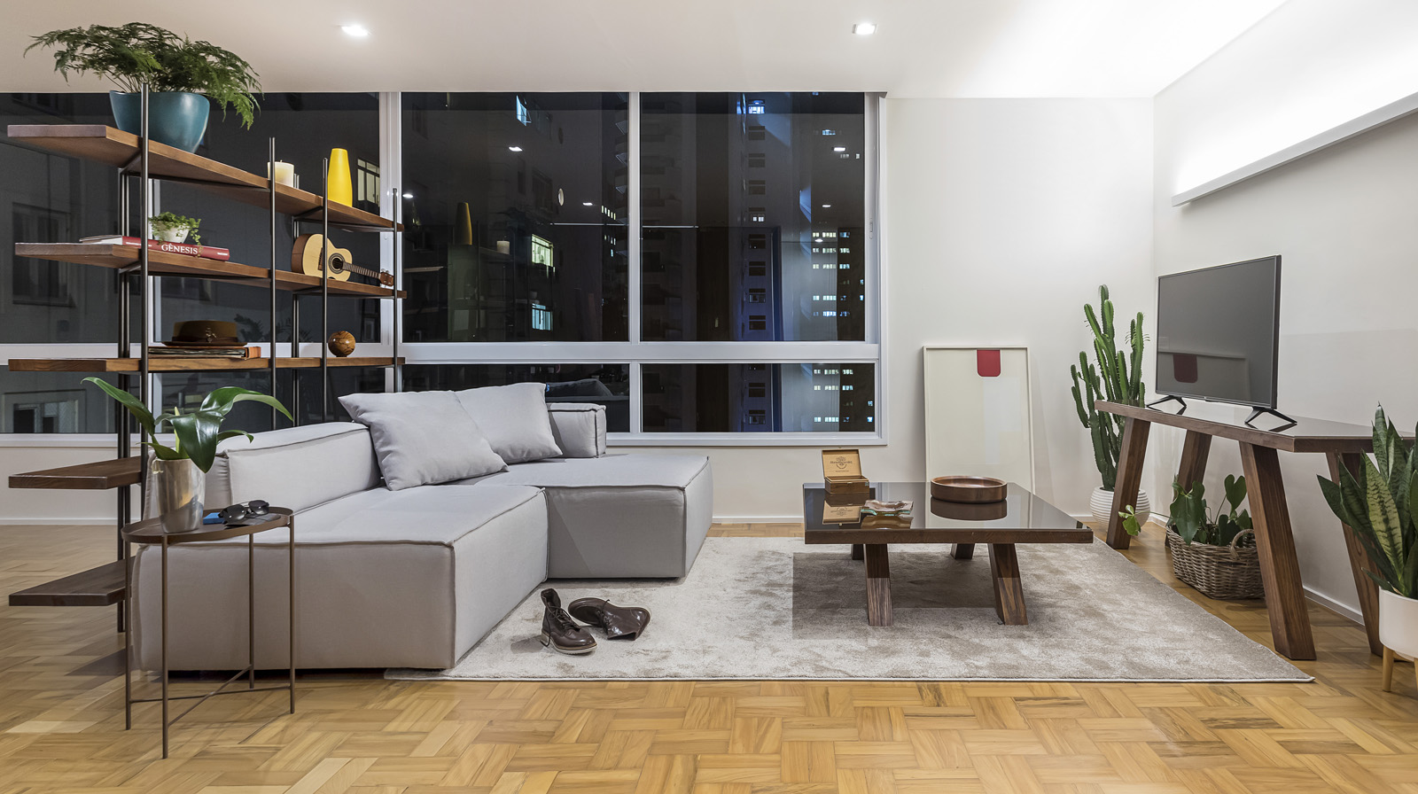 Sofa Ibirapuera c/ 2 Mod. Encosto e Almofada - Cinza Claro L:2m