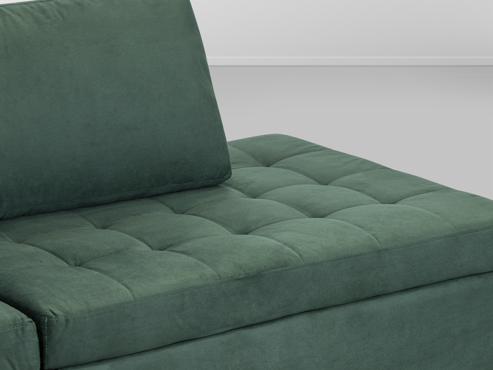 Cj. Sofa Caraiva Mod.S/Braco Esqu. C/Braco Direito - Verde Veludo Liso L:2,4m