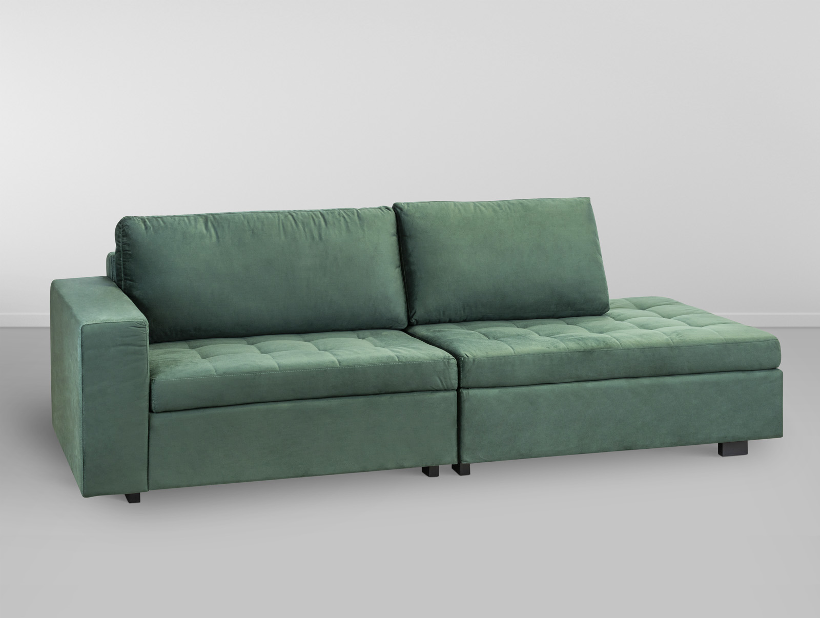 Cj. Sofa Caraiva Mod.S/Braco Esqu. C/Braco Direito - Verde Veludo Liso L:2,4m