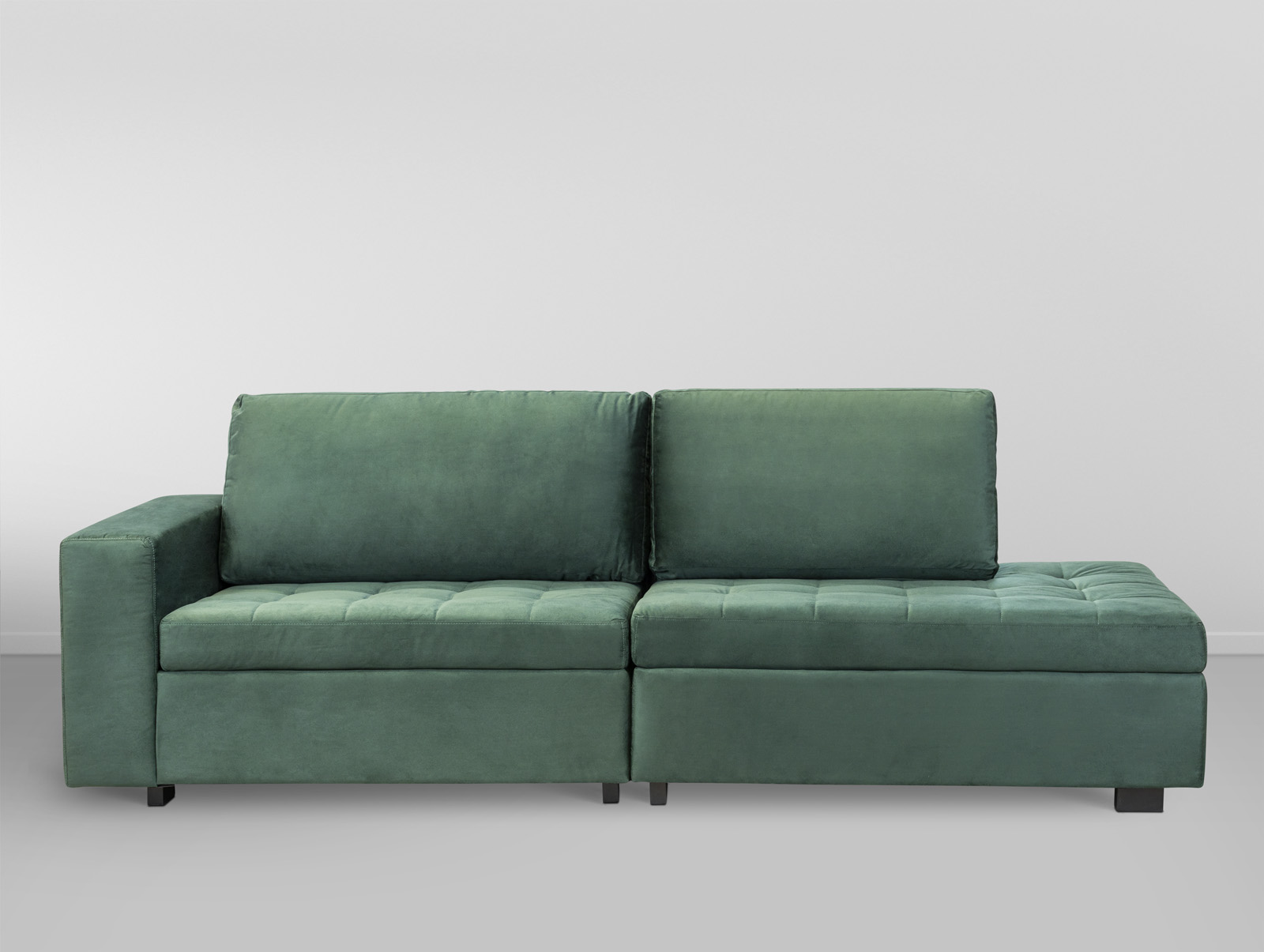 Cj. Sofa Caraiva Mod.S/Braco Esqu. C/Braco Direito - Verde Veludo Liso L:2,4m
